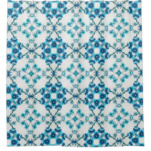Cortina De Ducha Elegante Azul Floral
