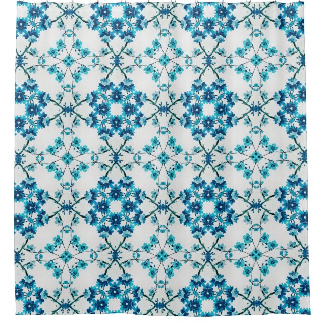 Cortina De Ducha Elegante Azul Floral (Anverso)