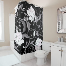 Cortina De Ducha Elegante Bañera floral Noir