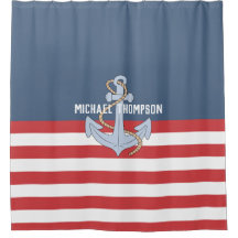 Elegante casa de playa monograma Anchor stripes na