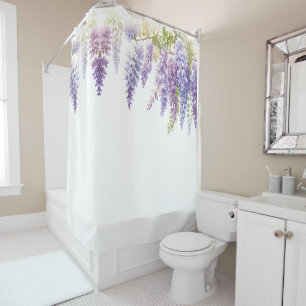 Cortina De Ducha Elegante color morado glicinia floral