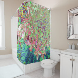 Cortina De Ducha Elegante Coral y Chartreuse Limelight Hydrangea