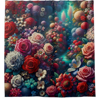 Cortina De Ducha "Elegante Corriente de Jardín - Vibrante Arte Flor