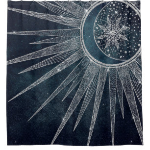 Cortina De Ducha Elegante Doodle color dorado dorado Mandala Azul
