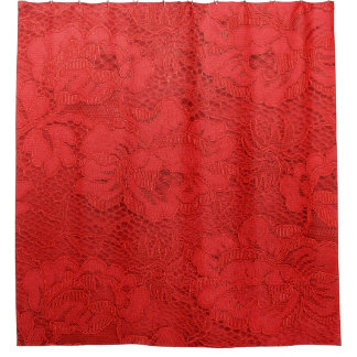Cortina De Ducha Elegante encaje rojo, textura perfecta