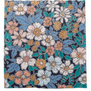 Cortina De Ducha Elegante estampado floral en flor de tracción a ma