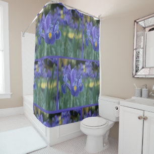 Cortina De Ducha Elegante Flor de Primavera Iris Púrpura