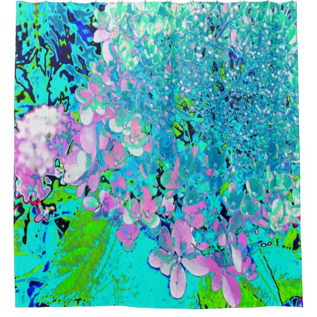 Cortina De Ducha Elegante Hydrangea de luz rosa y azul (Anverso)
