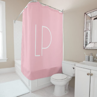 Cortina De Ducha Elegante inicial moderna minimalista en rosa paste