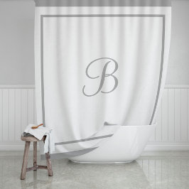 Cortina De Ducha Elegante Letra de monograma de borde gris oscuro