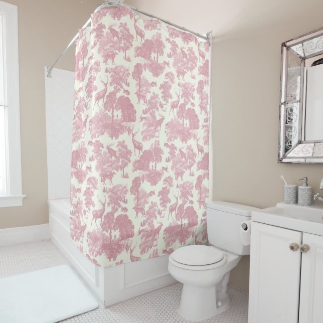 Cortina De Ducha Elegante Moda Ligera De Tejido Rosa Cervante Woodl (In situ)