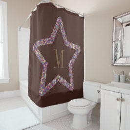 Cortina De Ducha Elegante monograma de estrella brillante marrón