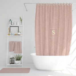 Cortina De Ducha Elegante Monograma floral Rubor Cream Gold