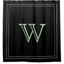 Elegante monograma inicial en negro y verde pálido