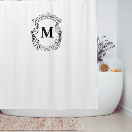 Cortina De Ducha Elegante Monograma Personalizado Ornate 