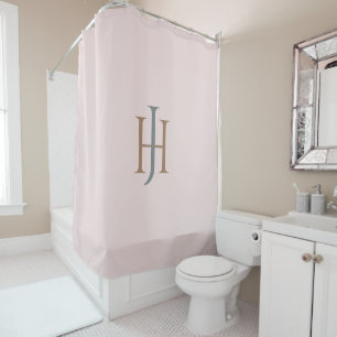 Cortina De Ducha Elegante Monogramado Rubor Pink