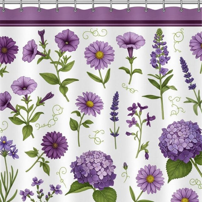 Cortina De Ducha Elegante Morado Floral Botánica (Subido por el creador)