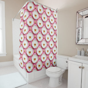 Cortina De Ducha Elegante Orquídea Blanca Chic Rosa Dorado Estético