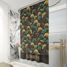 Elegante Patrón de Ginkgo Monograma Nombre Tonos d