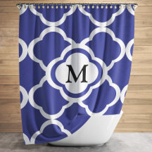 Elegante Patrón de Monograma Azul Marino