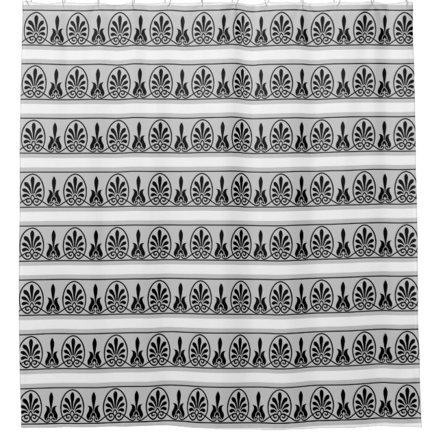 Cortina De Ducha Elegante patrón vectorial grisáceo árabe sobre bla (Anverso)