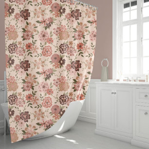 Cortina De Ducha Elegante Peach Floral