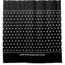 Cortina De Ducha Elegante Personalizable BLANCO Polka Dot Negro