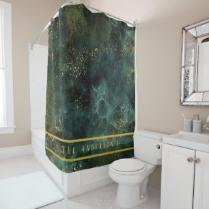 Cortina De Ducha Elegante Personalizado De Ecología Verde Esmeralda