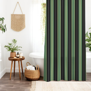 Cortina De Ducha Elegante Sabor de Oliva Vintage Verde Negro 3D Str