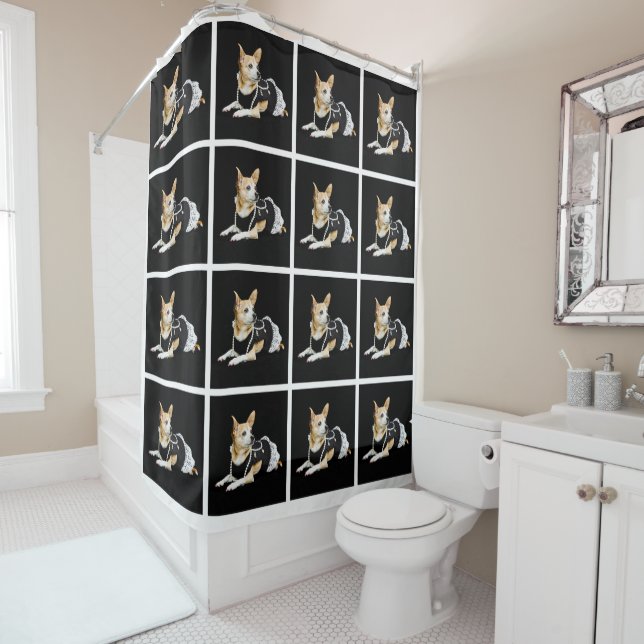 Cortina De Ducha Elegante Tan Brown Perro Chihuahua Negro Perro (In situ)
