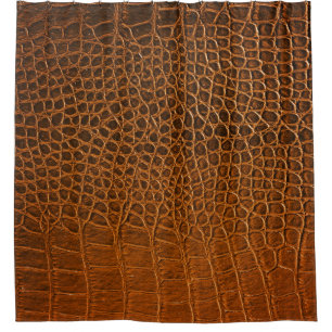Cortina De Ducha Elegante textura de cuero de cocodrilo marrón.