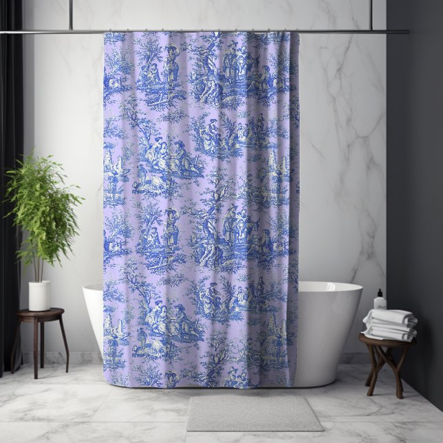 Cortina De Ducha Elegante toile azul violeta de jouy (Subido por el creador)