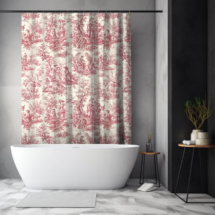 Cortina De Ducha Elegante toile rojo vintage de jouy