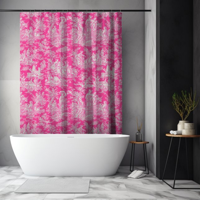 Cortina De Ducha Elegante toile rosa caliente de jouy (Subido por el creador)