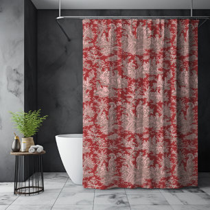 Cortina De Ducha Elegante toile rosa rojo vintage de jouy