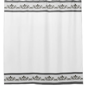 Cortina De Ducha Elegante vector floral gris sobre blanco