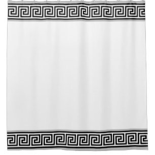 Cortina De Ducha Elegante vector griego negro y gris sobre blanco