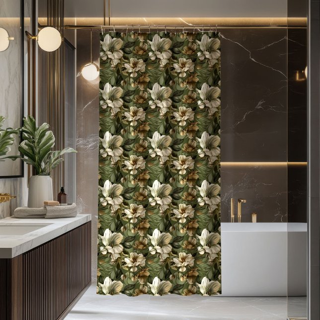 Cortina de ducha elegante verde salvia Botánico Ch (Elegant Sage Green Shower Curtain Botanical Chic)