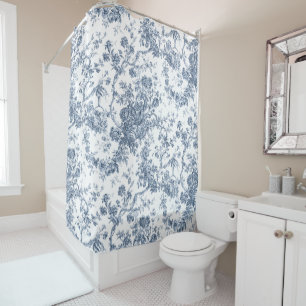 Cortina De Ducha Elegante Vintage francés grabado en toile floral-