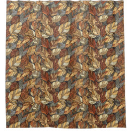 Cortina De Ducha Elegantes hojas de otoño de vidrio manchado - otoñ