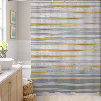 Cortina De Ducha Elegantes rayas contemporáneas en tonos dorados y