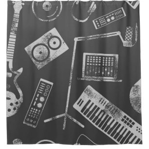 Cortina De Ducha Elementos musicales: fondo inmaculado vintage.