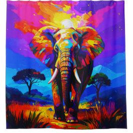 Cortina De Ducha Elephant Palette Daub 001 Shower Curtain