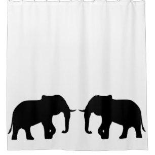 Cortina De Ducha Elephant Silhouette black + tus ideas