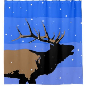 Cortina De Ducha Elk en invierno - Arte original de la vida salvaje