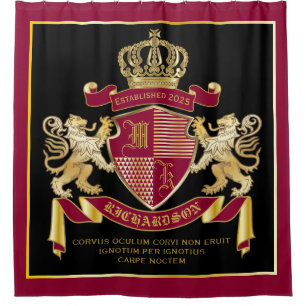 Cortina De Ducha Emblema del León de Oro Rojo Personalizado