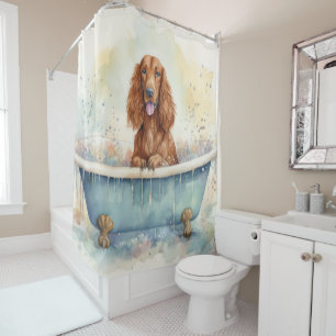 Cortina De Ducha Emblemador Irlandés En Bañera Acuarela Perro Arte