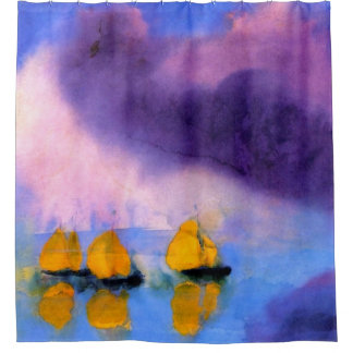 Cortina De Ducha Emil Nolde - Mar con nubes violetas y veleros