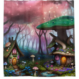 Cortina De Ducha Encantado Bosque Dreamscape Mushroom Fantasy Fairy