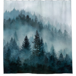 Cortina De Ducha Enchanted Blue Forest Escape Shower Curtain
